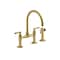 Kohler 2-Hole Bridge Kitchen Faucet w/ Side Sprayer in Vibrant Brushed Moderne Brass 28356-2MB - alternate 1
